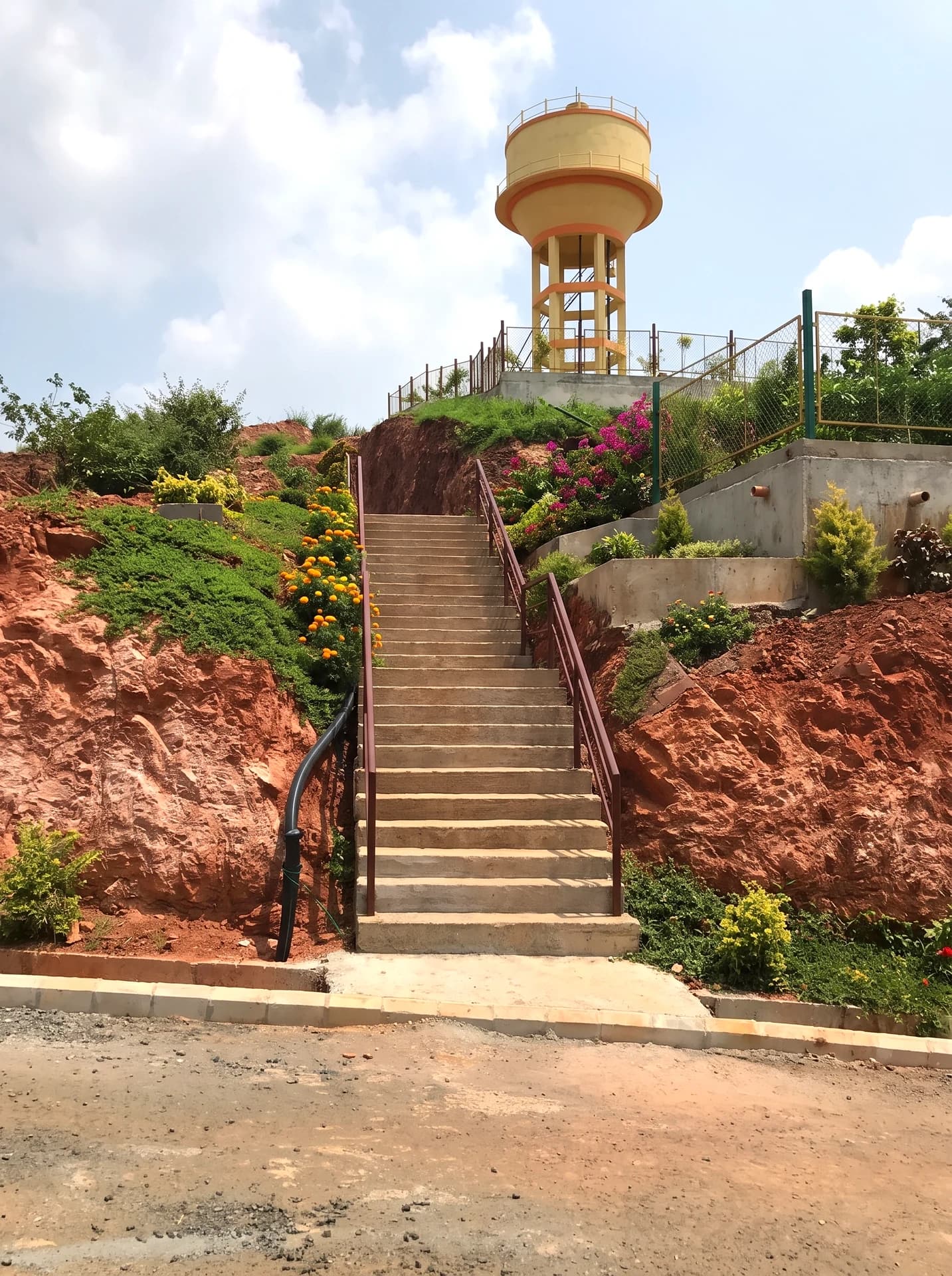 Landscaped Hilltop Staircase & Water Reservoir Deck